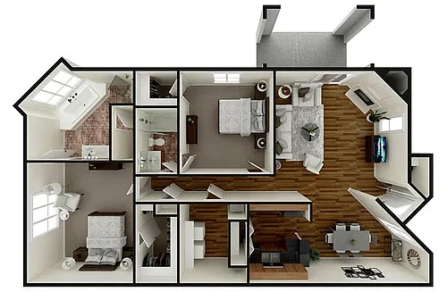 Floor plan Two Bedroom Large