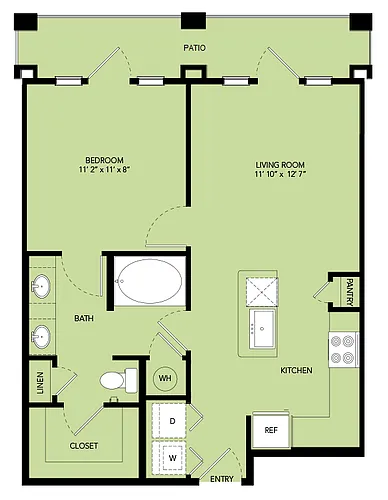Floor plan A2-665sf-A21.7