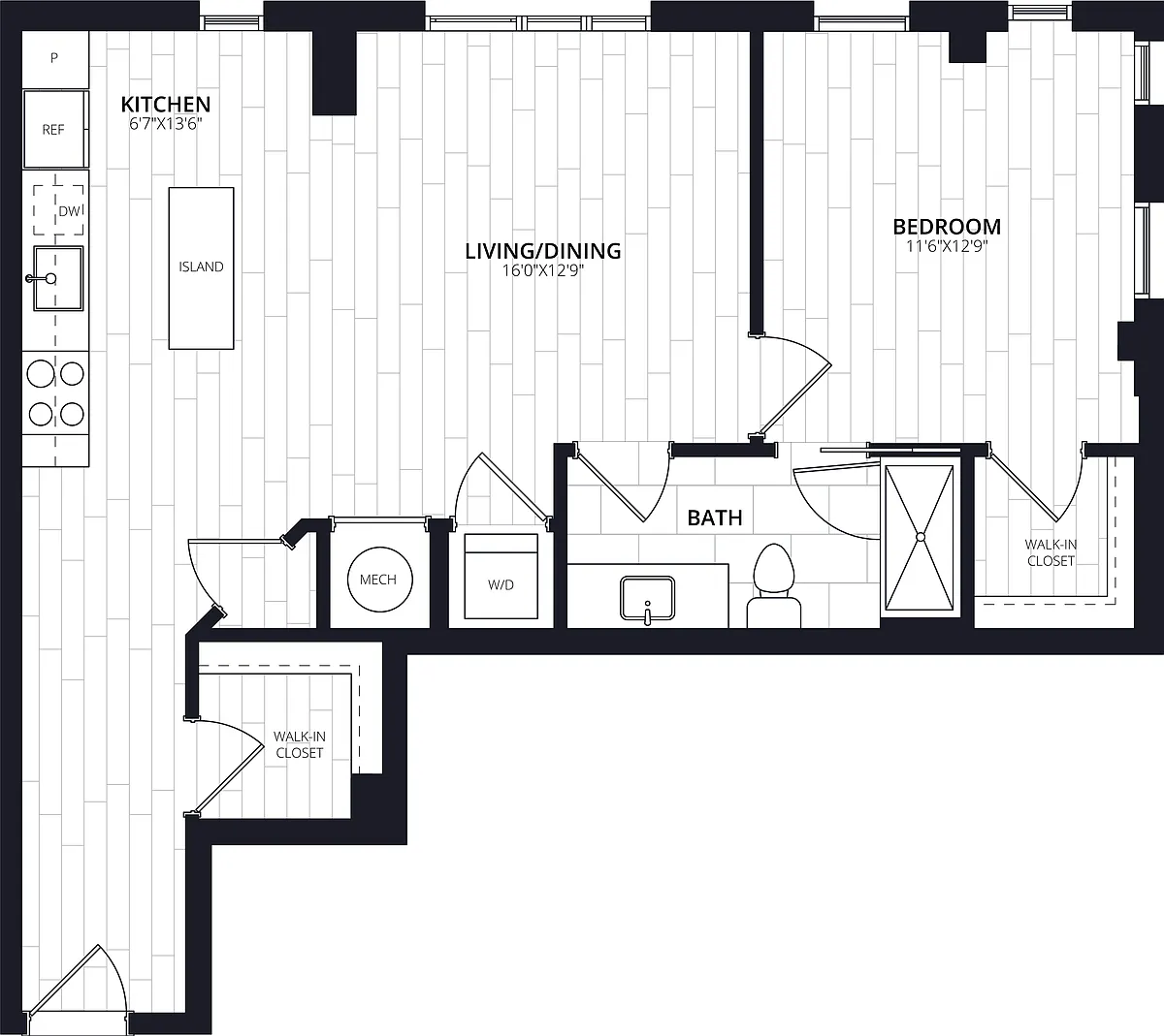 Floor plan 1 Bed/1 Bath-A101