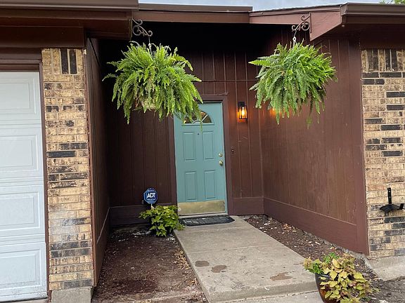 Front walk and newly painted front door.