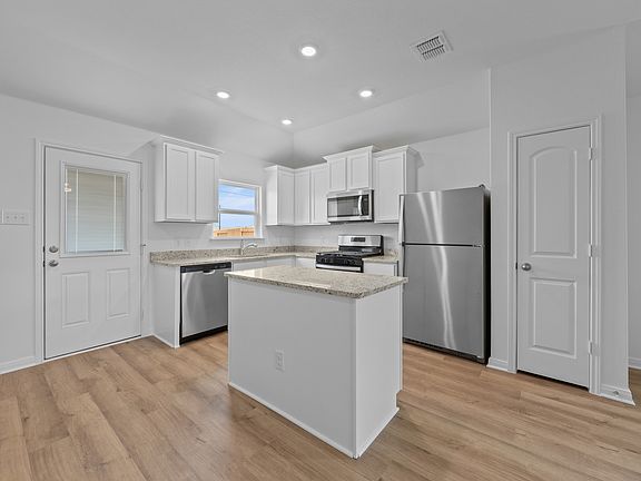 A spacious kitchen island
