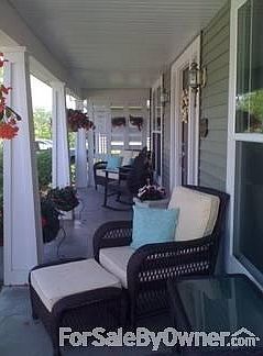 Full length front porch w/custom trellis
