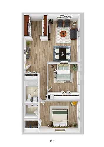 Floor plan 2 Bedroom / 1.5 Bath (B2)