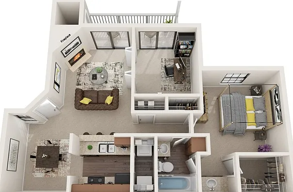 Two Bedroom, One Bathroom, 840 sqft, Patio/Balcony, Full Size Washer/Dryer Connections, Fireplace in Selected Units Two Bedroom, One Bathroom, 840 sqft, Patio/Balcony, Full Size Washer/Dryer Connections, Fireplace in Selected Units