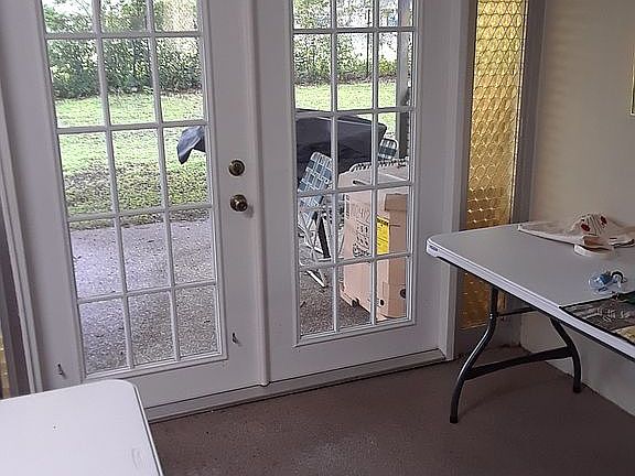 French doors to backyard