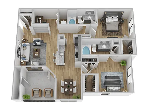Floor plan 2 Bed, 2 Bath C (80% Income Restricted)