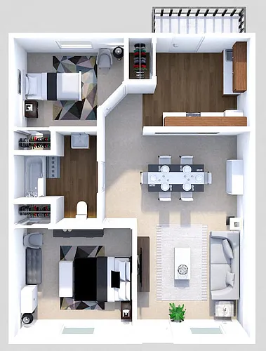 Floor plan 2 Bedroom 1 Bath