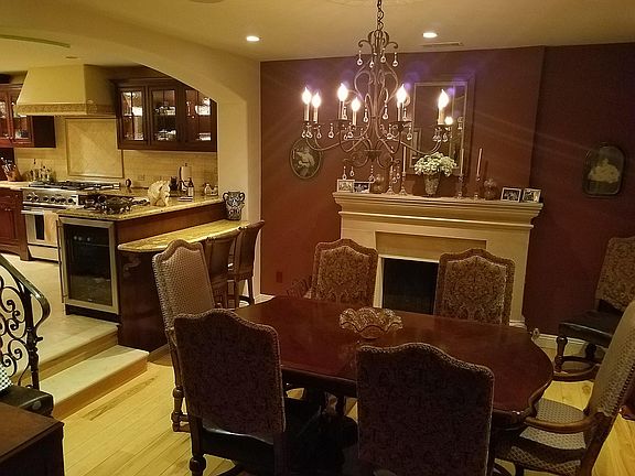 Dining room with fireplace