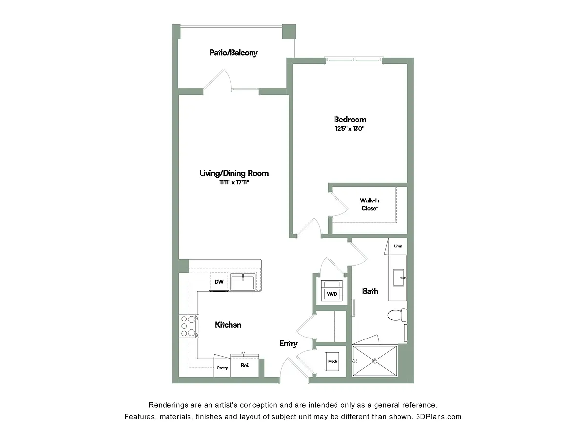 Floor plan The Laureate | 1 Bed | 1 Bath