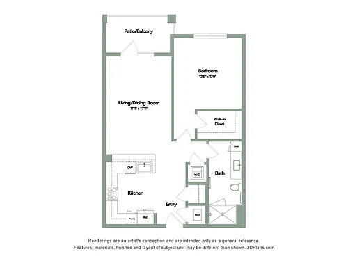 Floor plan The Laureate | 1 Bed | 1 Bath