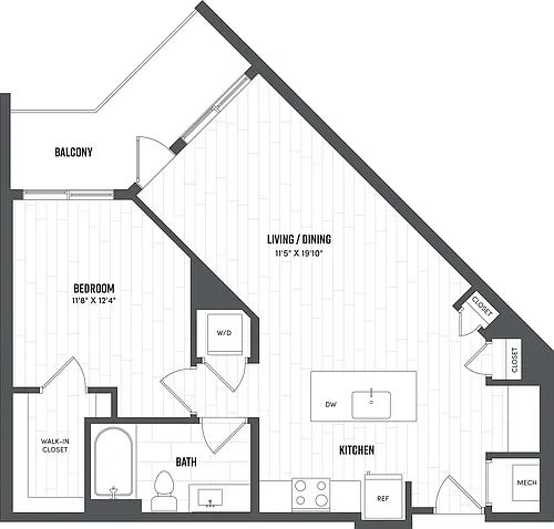 Floor plan 1 Bed/1 Bath-A4