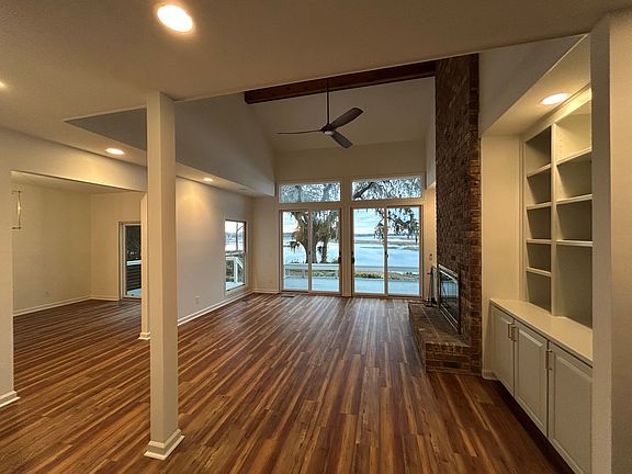 View from entry thru living room to the river