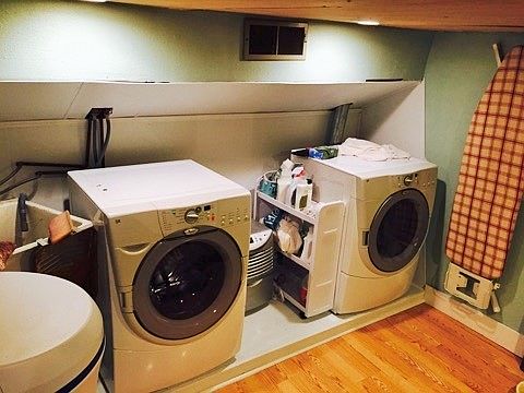 Laundry room-love the hardwood floors!