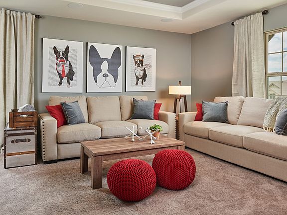 Spacious game room on second floor model representation