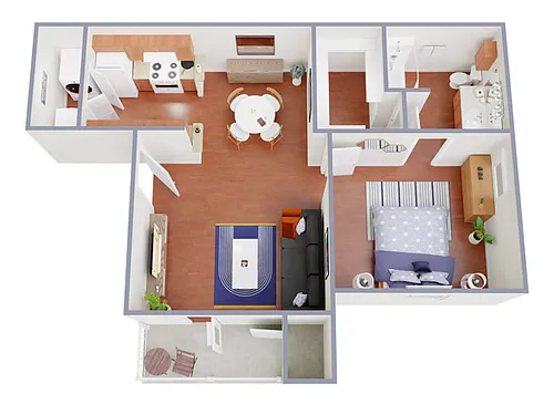 Floor plan 1 Bed, 1 Bath (60% Income Restricted)