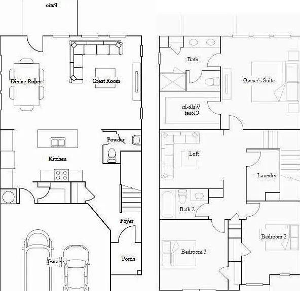 Floor Plan. Note Extra office/den room upstairs
