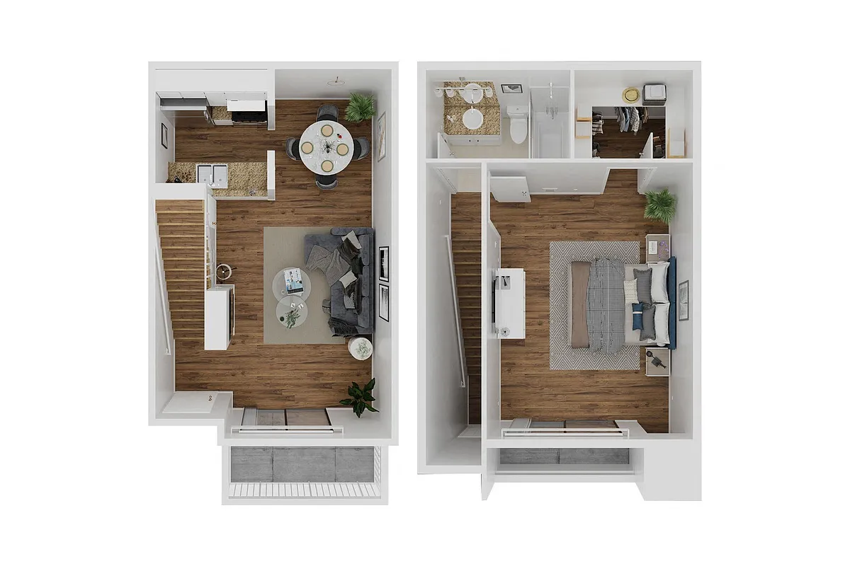 Floor plan 1 Bedroom Townhouse