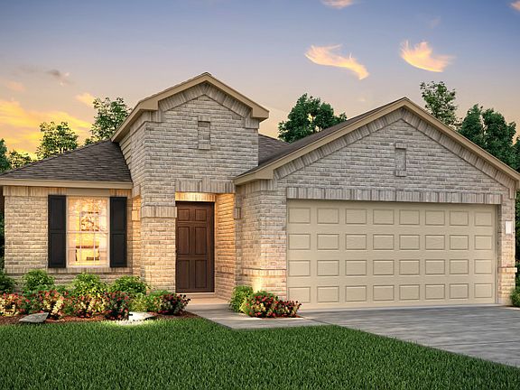The Hewitt, a one-story home with 2-car garage, shown with Home Exterior O