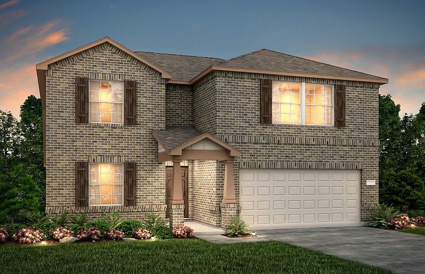The Stockdale, a two-story home with 2-car garage, shown with Home Exterior O