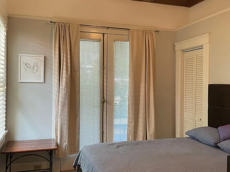 French doors, new carpet.
