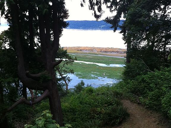 View of KVI beach from deck