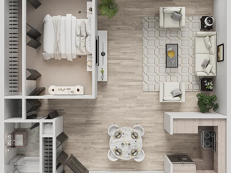 1x1B | 1-Bedroom Floorplan 1x1B | 1-Bedroom Floorplan