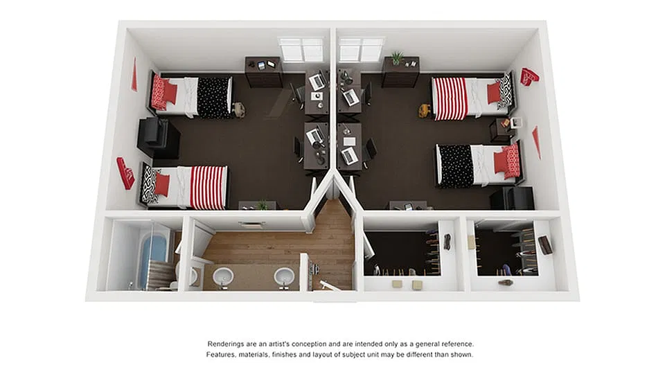 Floor plan Double Suite - Dorms