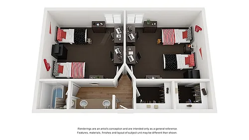 Floor plan Double Suite - Dorms