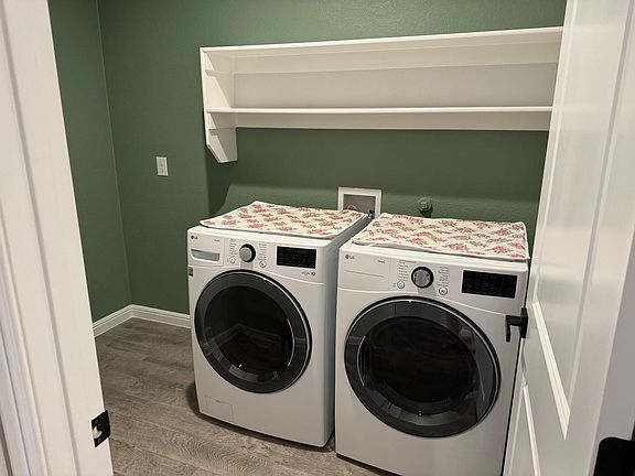 Nearly new top of the line washer and dryer included. Maintained under warranty by owner.