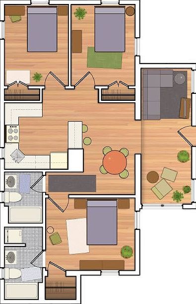 1st floor 3 bed 2 bath