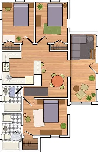1st floor 3 bed 2 bath