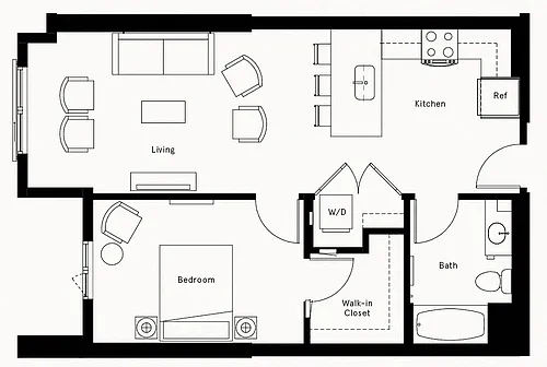 Floor plan 1 Bed/1 Bath-A3