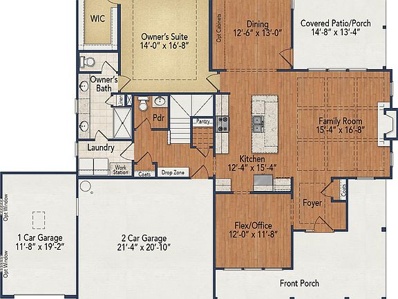 First Floor Elevation with 3rd Car Garage