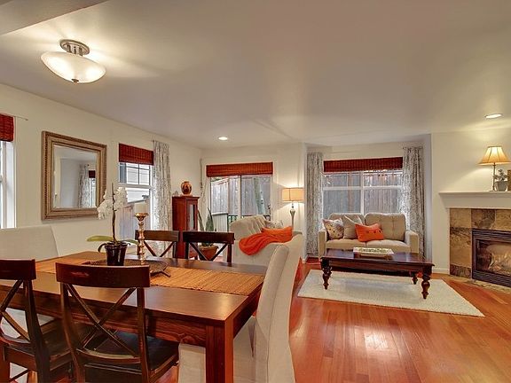 Gorgeous Brazilian cherry hardwoods gleam.