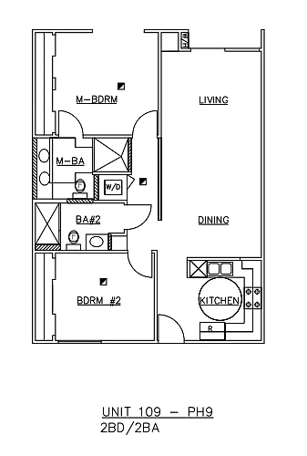 Floor plan Two-Bedroom Two-Bathroom - B