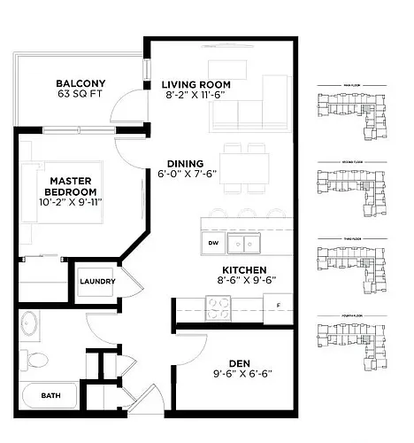 Floor plan 1 Bedroom + Den