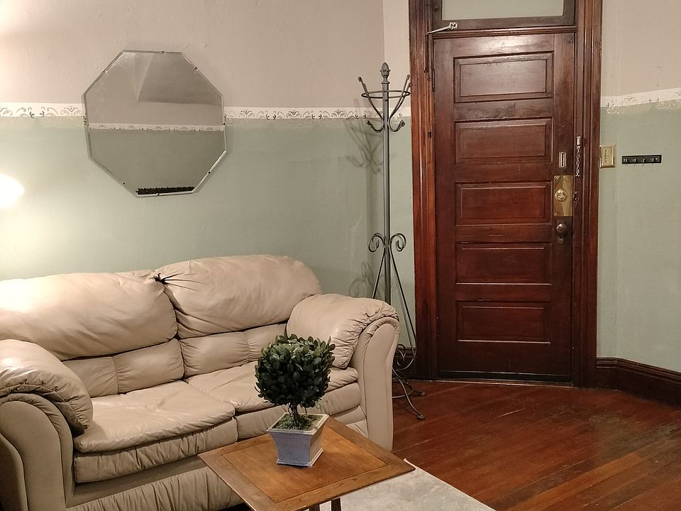View of the front door of the apartment from the inside.