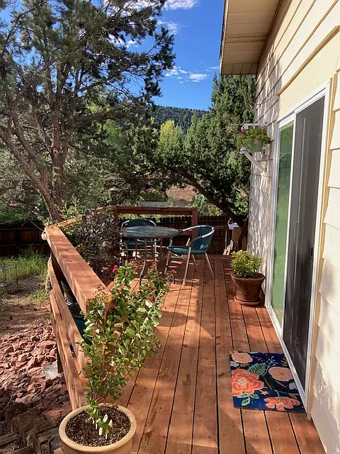 Your private deck shaded in the afternoon