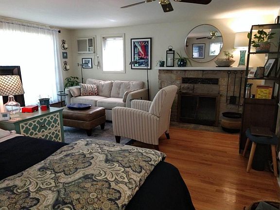 Living room and fireplace