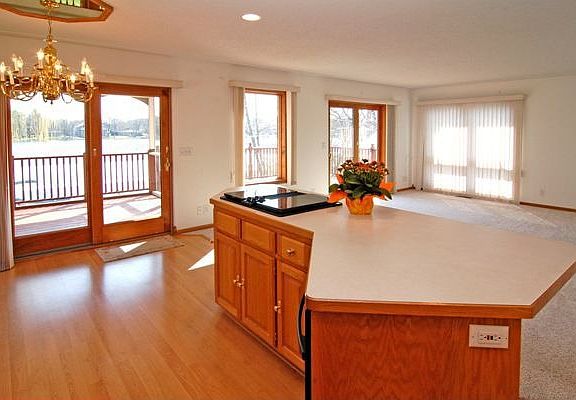 Kitchen and Living room view to lake