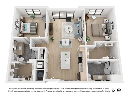 Floor plan 2BR/2BA - B2