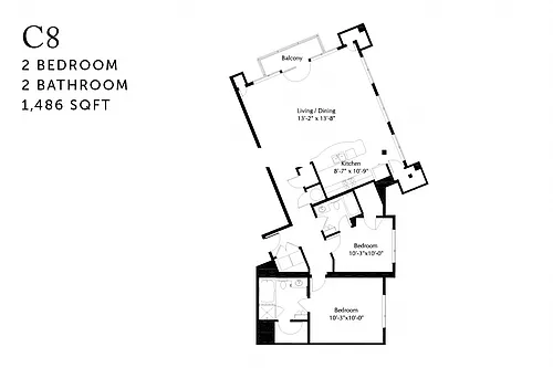 Floor plan C8 Two Bedroom Renovated