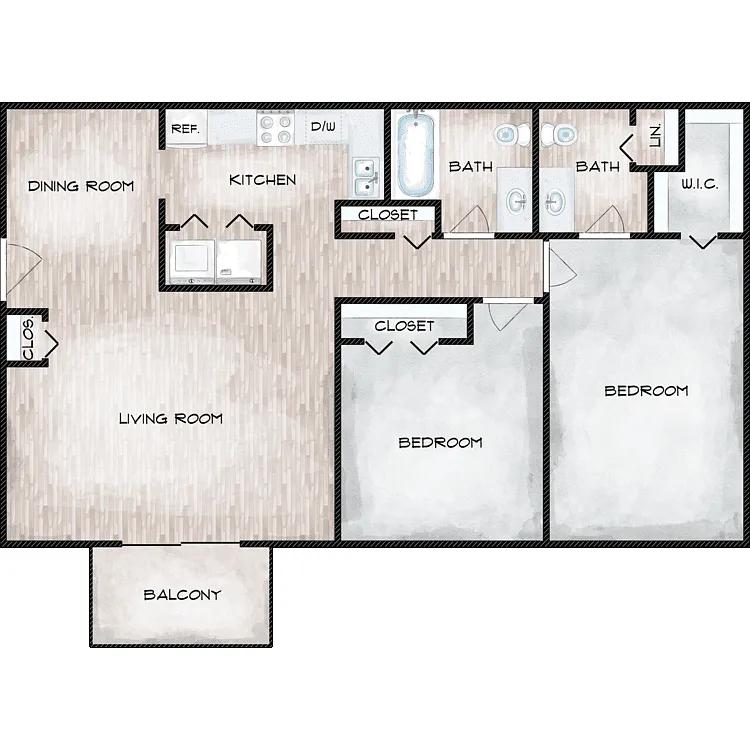 Floor plan 2 Bed 2 Bath