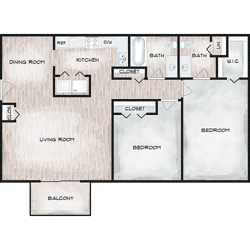 Floor plan 2 Bed 2 Bath