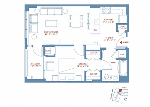 Floor plan 1 Bed/1 Bath
