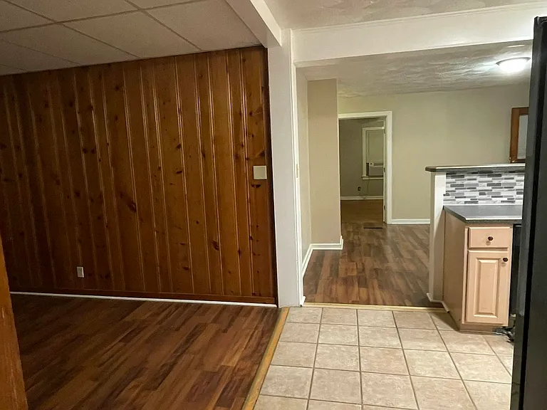 View from backdoor of Family room/ Kitchen/ Dining room