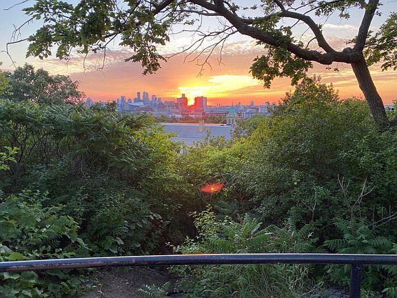 Sunset from the Witches Hat Water Tower Hill nearby.