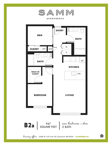 Floor plan B2 - 1x2 + Den