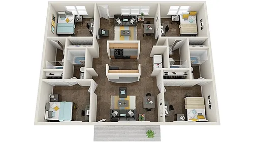 Floor plan 4x4 Renovated Unfurnished