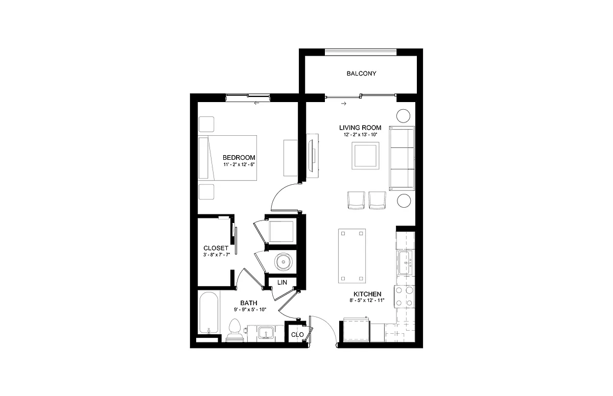 Floor plan 1 Bed/1 Bath-A3